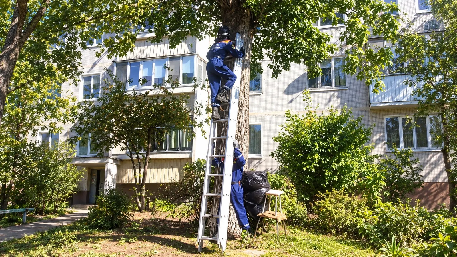 В Ульяновске городские спасатели сняли с пятиметрового дерева бездомного кота