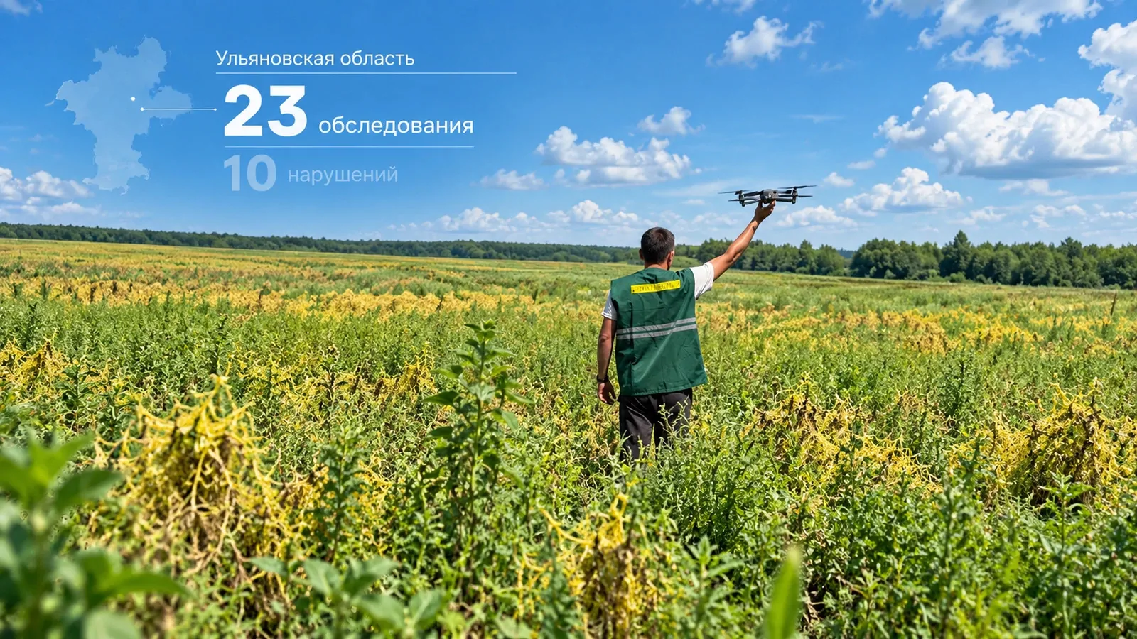 Беспилотники помогли выявить очаги опасного сорняка на сельхозугодьях Ульяновской области